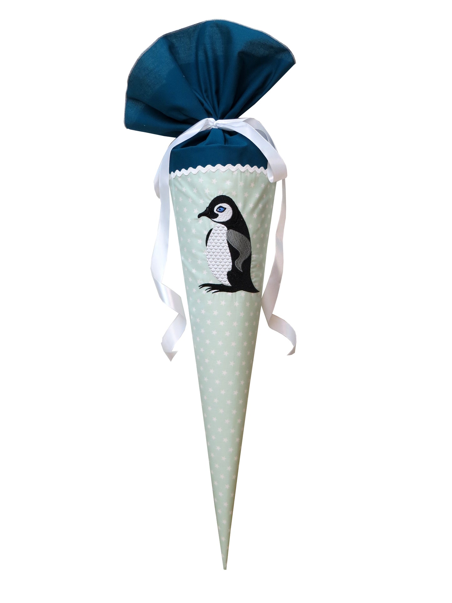 Schultüte Pinguin eisblau petrol Zuckertüte aus Stoff