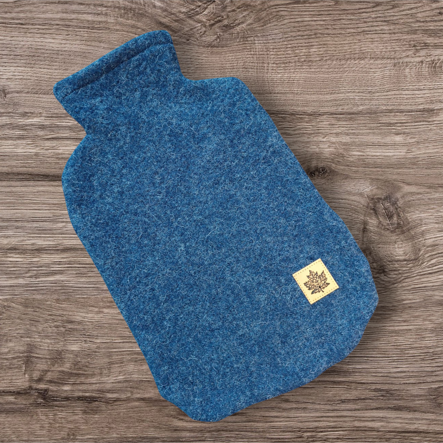 Wärmflasche Walkloden blau Wollwalk Wolle