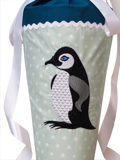 Schultüte Pinguin eisblau petrol Zuckertüte aus Stoff
