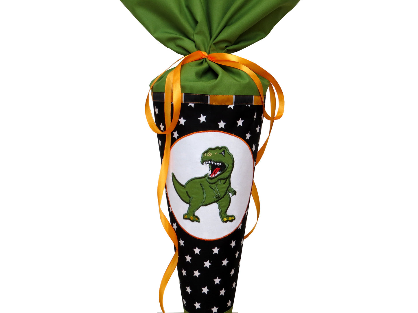 Schultüte Dinosaurier schwarz oliv Zuckertüte aus Stoff