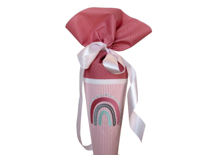 Schultüte Regenbogen Zuckertüte aus Stoff rosa pink