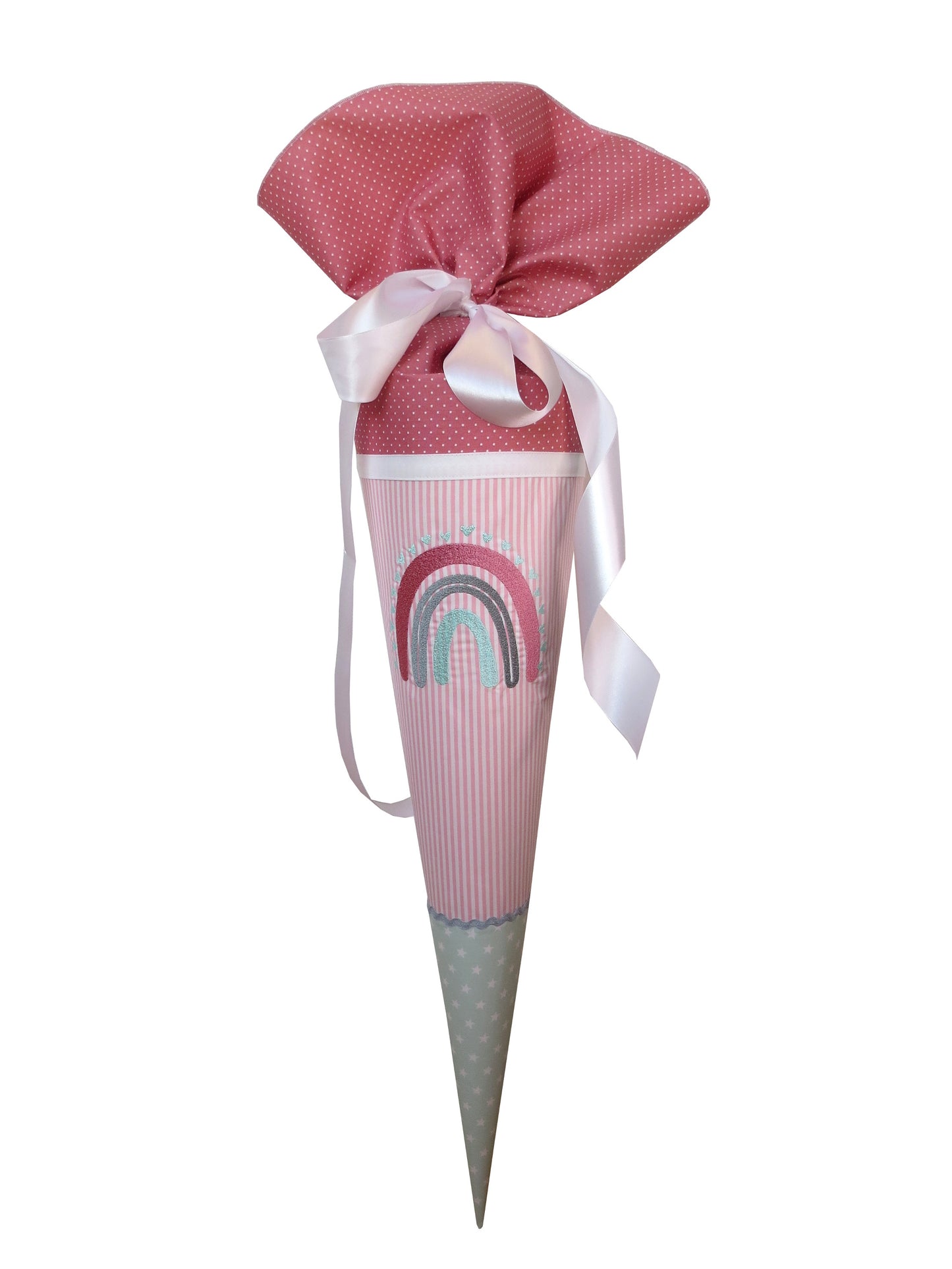 Schultüte Regenbogen Zuckertüte aus Stoff rosa pink