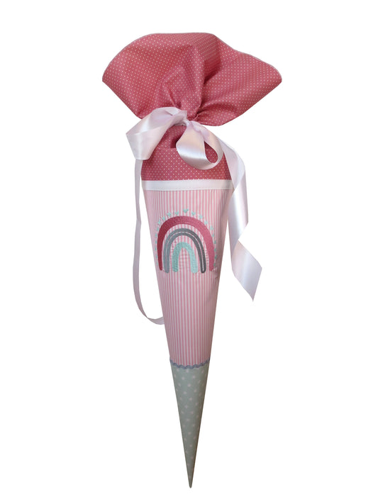 Schultüte Regenbogen Zuckertüte aus Stoff rosa pink