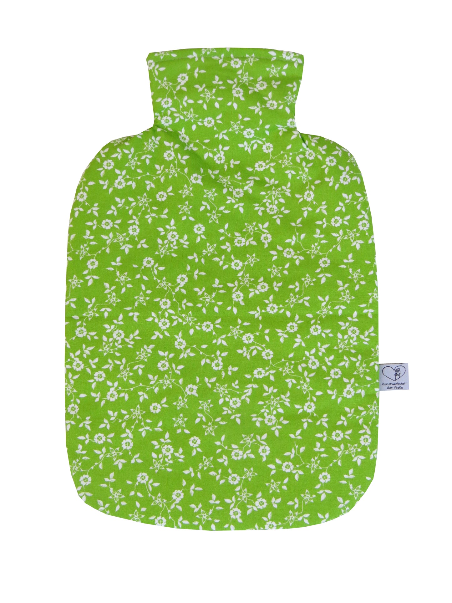 Wärmflasche 2 Liter maigrün Blumen