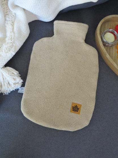 Wärmflasche 2 Liter hellbraun Teddyplüsch Baumwolle