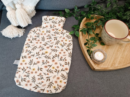 Wärmflasche 2 Liter Blumen natur