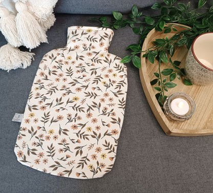 Wärmflasche 2 Liter Blumen natur