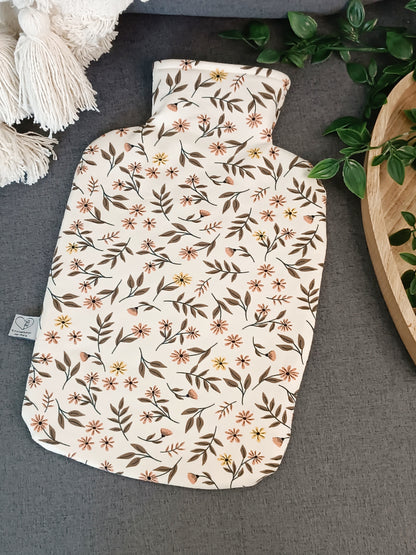 Wärmflasche 2 Liter Blumen natur