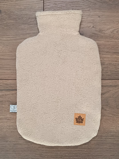 Wärmflasche 2 Liter hellbraun Teddyplüsch Baumwolle