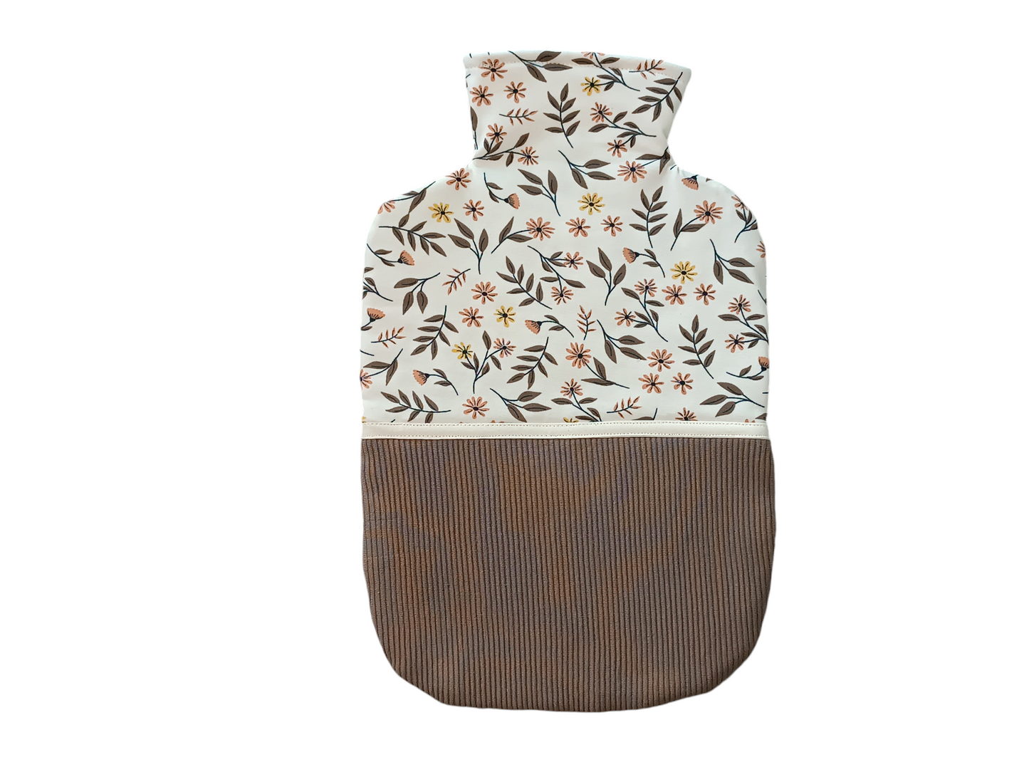 Wärmflasche 2 Liter natur braun Blumenmuster