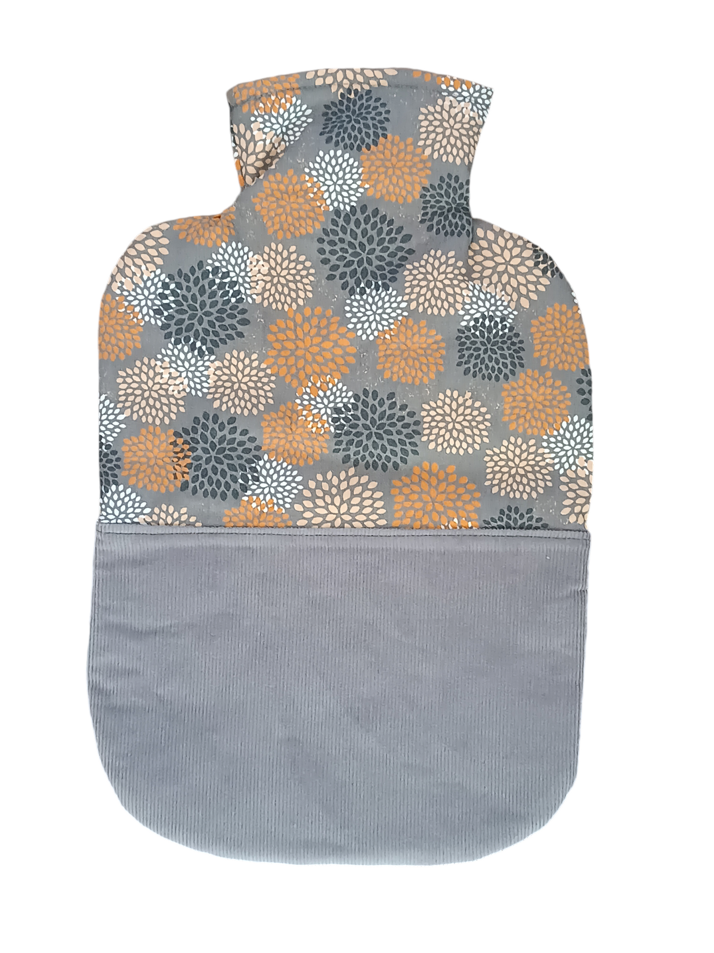 Wärmflasche 2 Liter grau orange Babycord