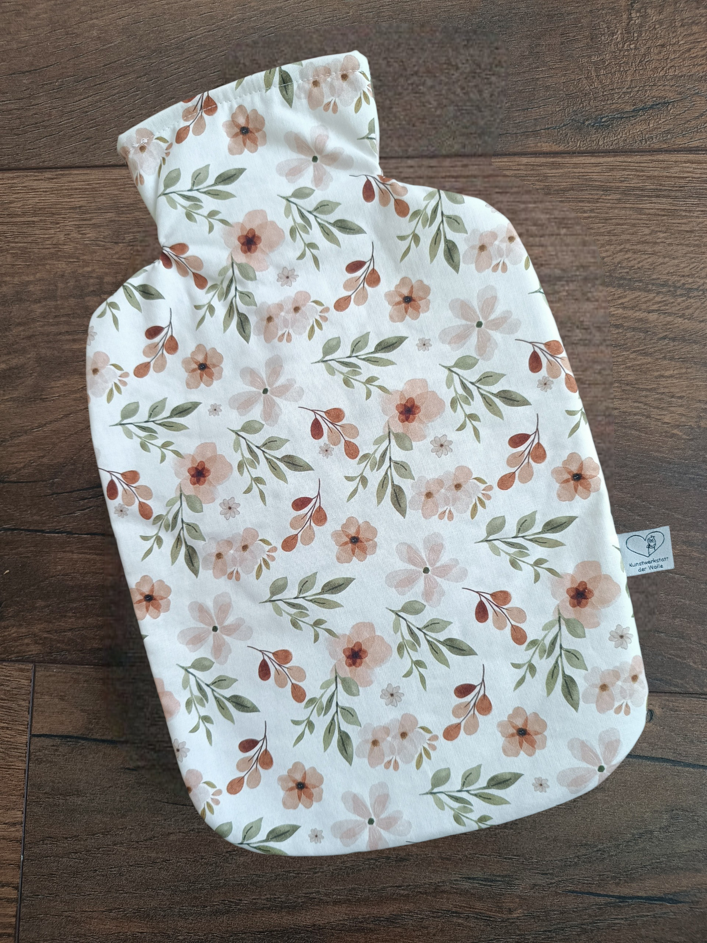 Wärmflasche 2 Liter Blumen in weiß