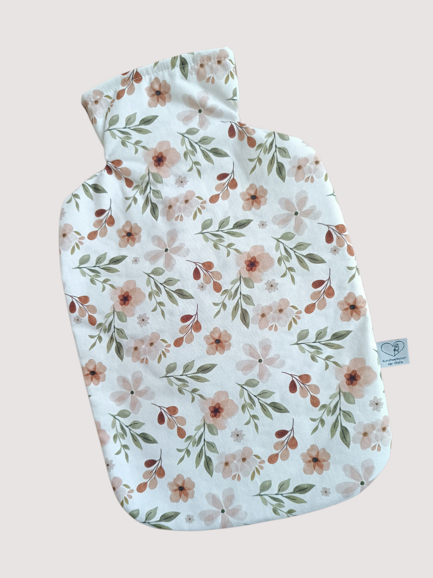 Wärmflasche 2 Liter Blumen in weiß