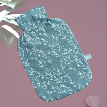 Wärmflasche 2 Liter in grau-grün