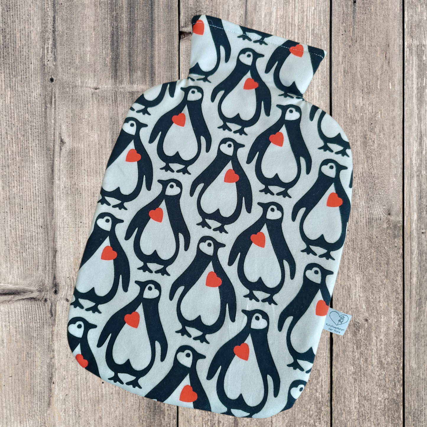Wärmflasche 2 Liter Pinguine mit Herz
