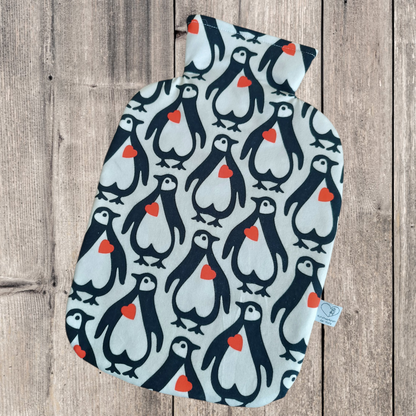 Wärmflasche 2 Liter Pinguine mit Herz
