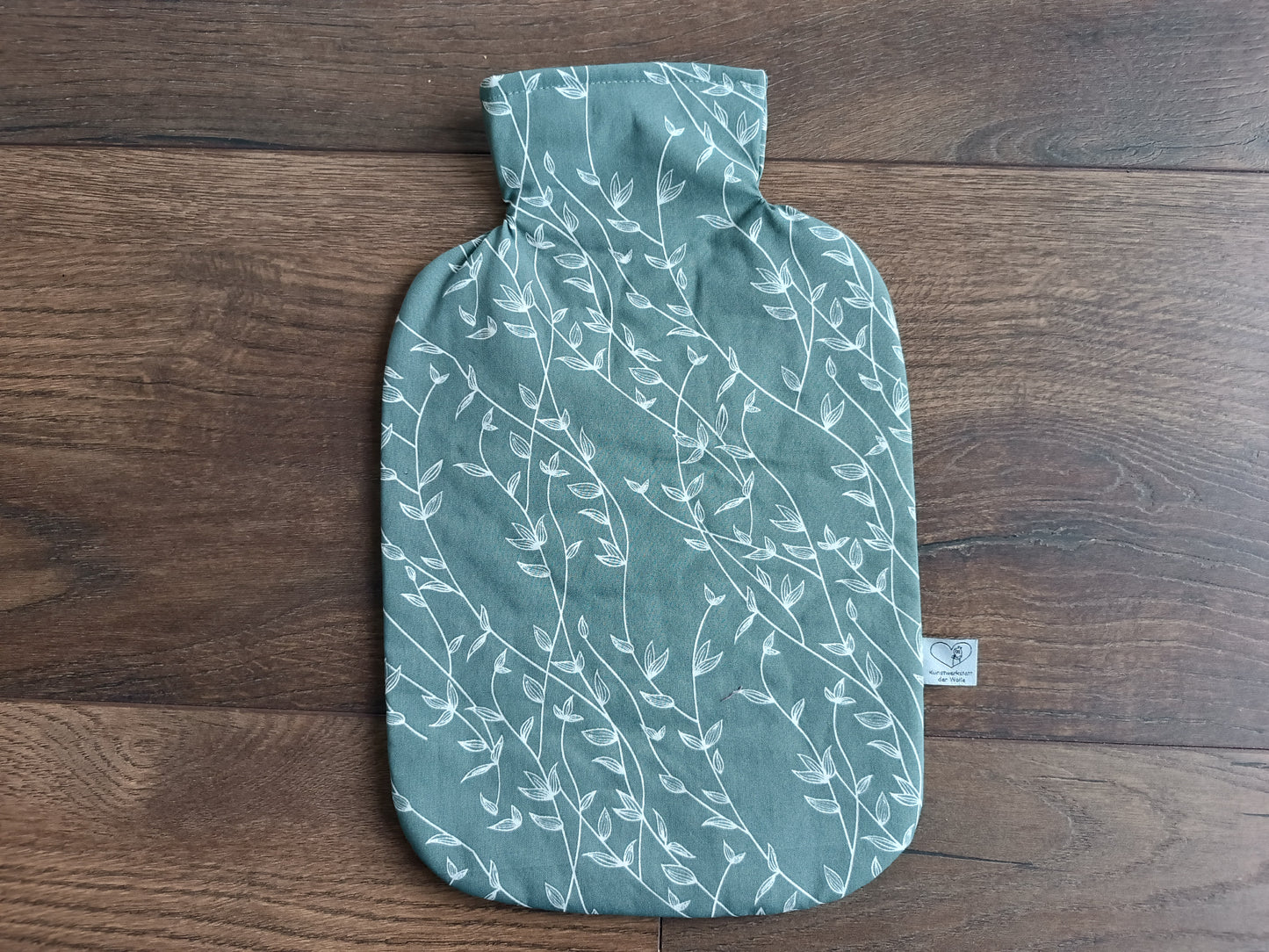 Wärmflasche 2 Liter in grau-grün