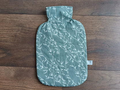 Wärmflasche 2 Liter in grau-grün