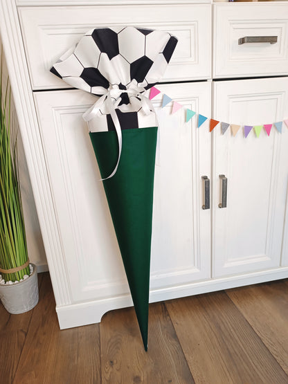 Schultüte Fußball Stoffbezug zum selbst verzieren für 70cm Papprohling DIY Nähset Zuckertüte