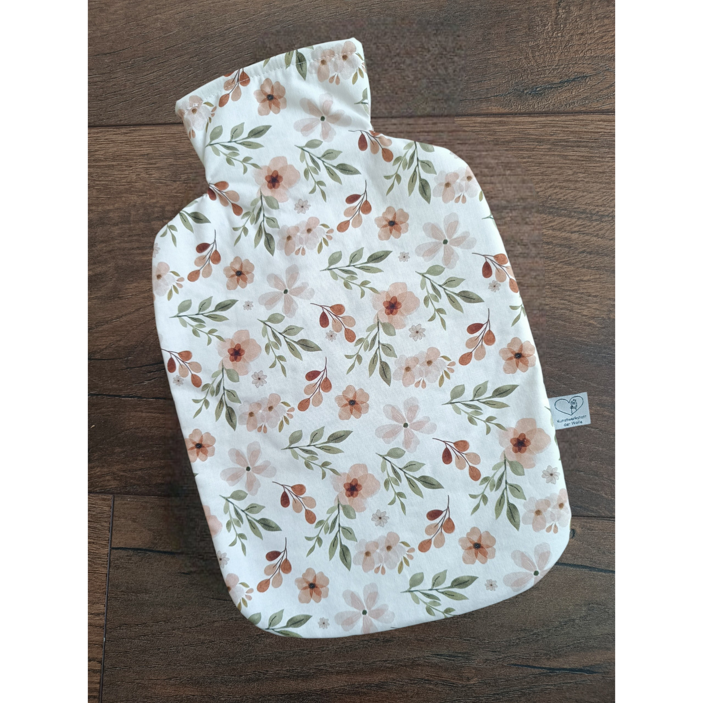 Wärmflasche 2 Liter Blumen in weiß