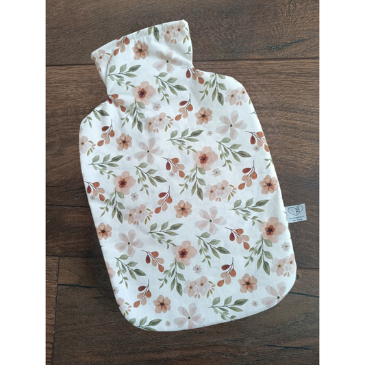 Wärmflasche 2 Liter Blumen in weiß